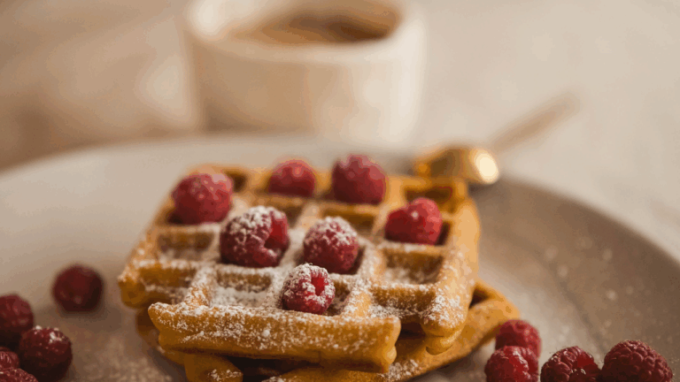A waffle on a plate symbolizing food freedom