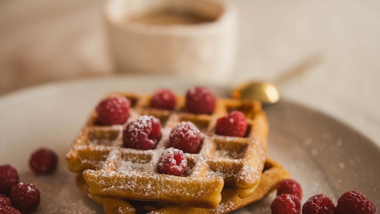 A waffle on a plate symbolizing food freedom