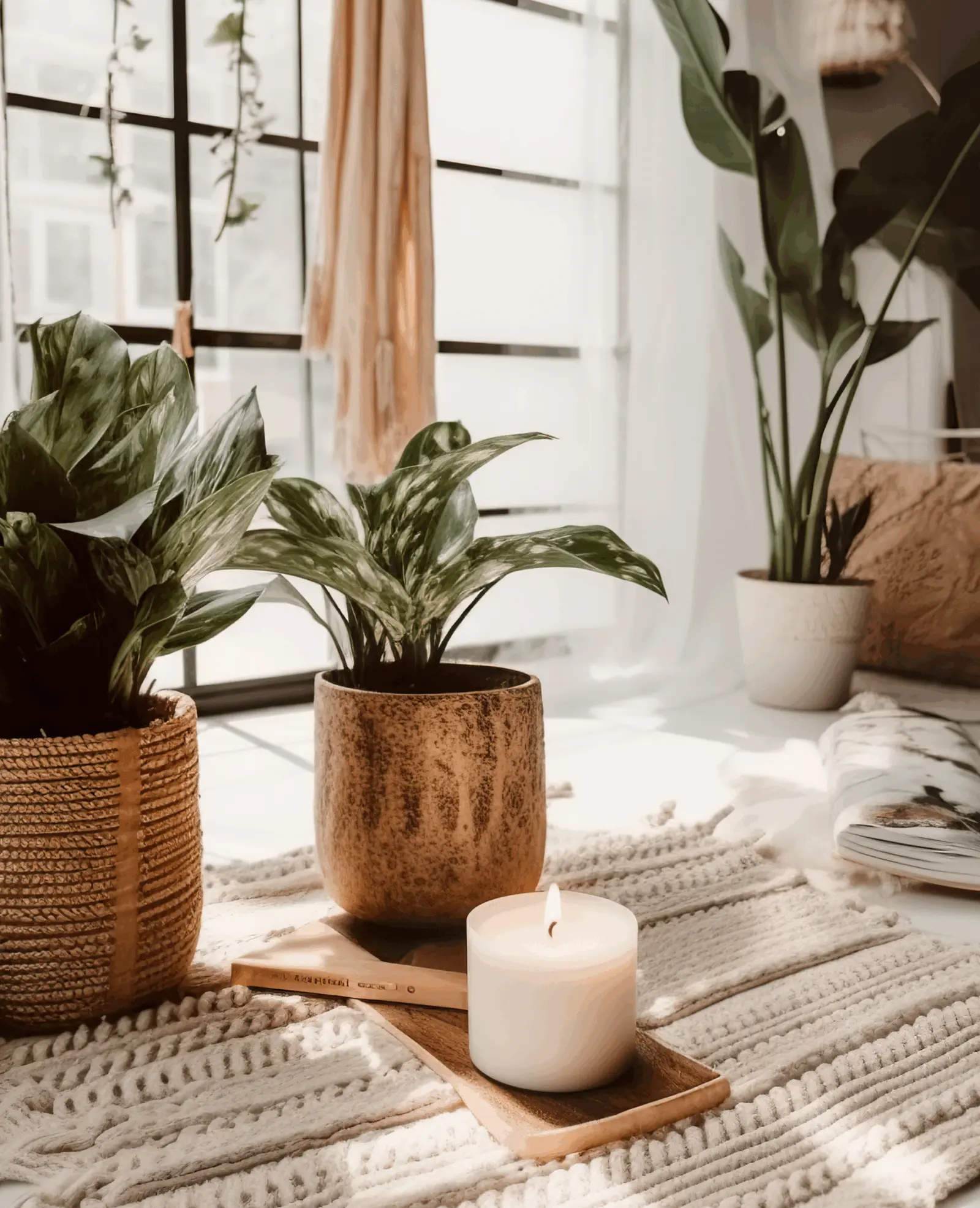 Food Freedom Dietitian's calming office for seeing clients with plants and candles